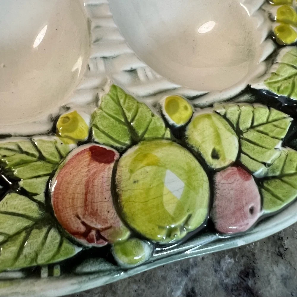 Vintage 1970’s Norleans Deviled Egg Plate Ceramic Serving  Easter Cottagecore